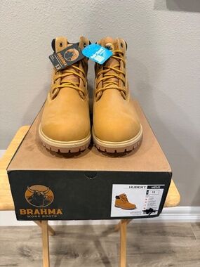 Brahma Defender Men’s Work Boots Size 13 Wheat Waterproof New